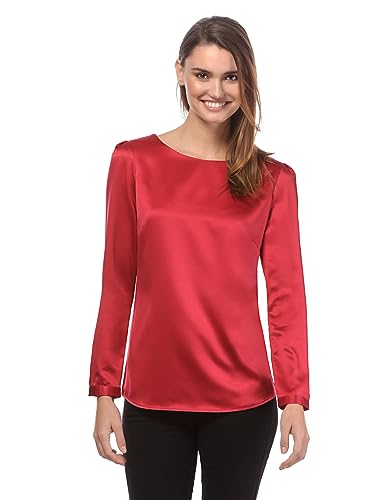 Vincenzo Boretti Bluse, leicht tailliert, U-Boot-Ausschnitt weinrot XS von Vincenzo Boretti