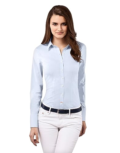 Vincenzo Boretti Damen Bluse besonders tailliert mit Stretch eisblau 40 von Vincenzo Boretti