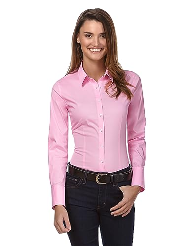 Vincenzo Boretti Damen Bluse besonders tailliert mit Stretch pink 40 von Vincenzo Boretti