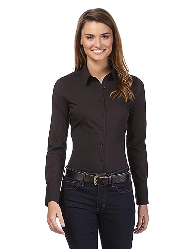 Vincenzo Boretti Damen Bluse besonders tailliert mit Stretch schwarz 36 von Vincenzo Boretti