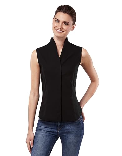 Vincenzo Boretti Damen Bluse mit Kelchkragen leicht tailliert 100% Baumwolle bügelleicht Kurzarm ärmellos Hemdbluse mit Stehkragen elegant festlich auch für Business schwarz 34 Vincenzo Boretti Damen Bluse mit Kelchkragen leicht tailliert 100% Baumwolle bügelleicht Kurzarm ärmellos Hemdbluse mit Stehkragen elegant festlich auch für Business schwarz 34 von Vincenzo Boretti