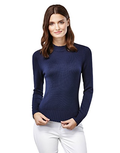 Vincenzo Boretti Damen Pullover Stehkragen Rundhals Ausschnitt modern elegant Chick edel weich Strick-Pullover dunkelblau L von Vincenzo Boretti