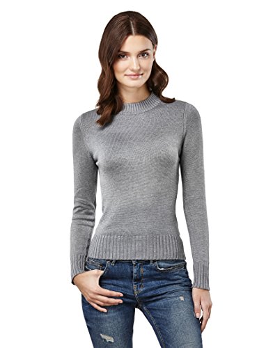 Vincenzo Boretti Damen Pullover Stehkragen Rundhals Ausschnitt modern elegant Chick edel weich Strick-Pullover dunkelgrau L von Vincenzo Boretti