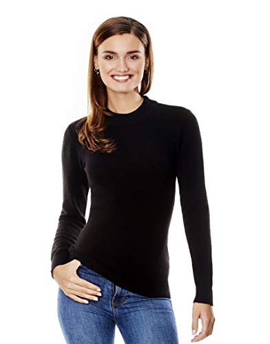 Vincenzo Boretti Damen Pullover Stehkragen Rundhals Ausschnitt modern elegant Chick edel weich Strick-Pullover schwarz L von Vincenzo Boretti