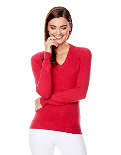 Vincenzo Boretti Damen Pullover V-Ausschnitt V-Neck modern elegant Chick edel weich Strick-Pullover Fuchsia L von Vincenzo Boretti