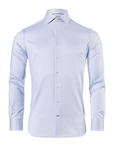 Vincenzo Boretti Hemd, Regular-fit/gerader Schnitt, Fischgrat - bügelfrei eisblau 41-42 von Vincenzo Boretti
