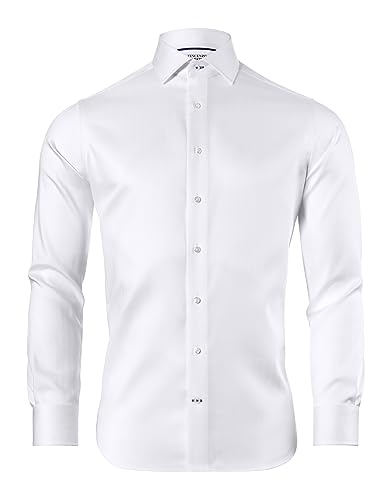 Vincenzo Boretti Hemd, Regular-fit/gerader Schnitt, Fischgrat - bügelfrei weiß 45-46 von Vincenzo Boretti