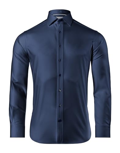 Vincenzo Boretti Hemd, Regular-fit/gerader Schnitt, Soft Twill - bügelfrei dunkelblau 45-46 von Vincenzo Boretti