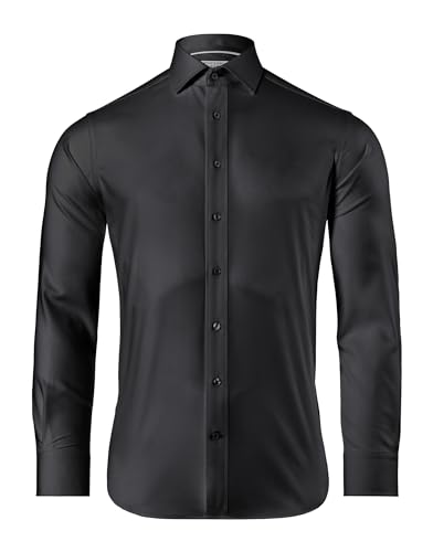 Vincenzo Boretti Hemd, Regular-fit/gerader Schnitt, Soft Twill - bügelfrei schwarz 45-46 von Vincenzo Boretti