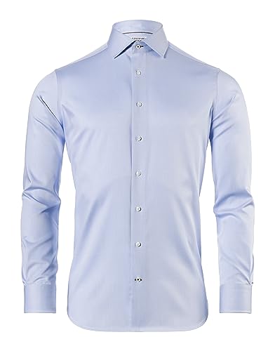 Vincenzo Boretti Hemd, Regular-fit/gerader Schnitt, Twill - bügelfrei eisblau 43-44 von Vincenzo Boretti