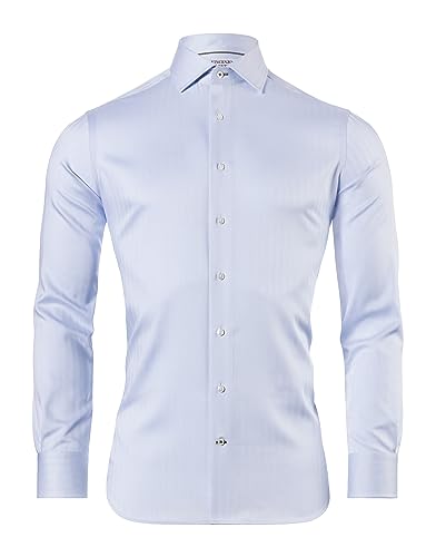 Vincenzo Boretti Hemd, Slim-fit/tailliert, Fischgrat - bügelfrei eisblau 37-38 von Vincenzo Boretti