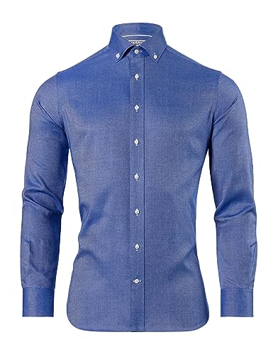 Vincenzo Boretti Hemd, Slim-fit/tailliert, Soft Oxford - bügelfrei blau 37-38 von Vincenzo Boretti