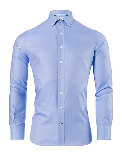 Vincenzo Boretti Hemd, Slim-fit/tailliert, Soft Oxford - bügelfrei hellblau 37-38 von Vincenzo Boretti