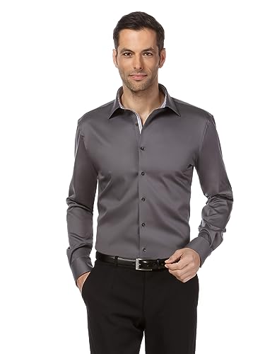 Vincenzo Boretti Herren Hemd bügelfrei 100% Baumwolle Regular-fit Uni-Farben dunkelgrau 39-40 Vincenzo Boretti Herren Hemd bügelfrei 100% Baumwolle Regular-fit Uni-Farben dunkelgrau 39-40 von Vincenzo Boretti