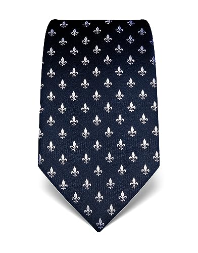 Vincenzo Boretti Herren Krawatte reine Seide Fleur-de-Lis Muster edel Männer-Design zum Hemd mit Anzug für Business Hochzeit 8 cm schmal/breit dunkelblau von Vincenzo Boretti