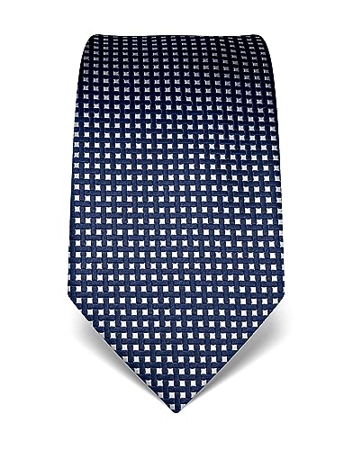 Vincenzo Boretti Herren Krawatte reine Seide Karo Muster kariert edel Männer-Design zum Hemd mit Anzug für Business Hochzeit 8 cm schmal/breit dunkelblau von Vincenzo Boretti