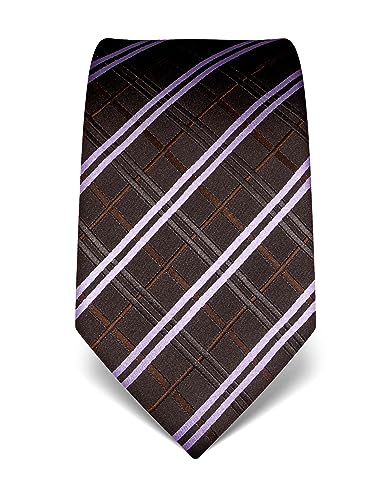 Vincenzo Boretti Herren Krawatte reine Seide Karo Muster kariert edel Männer-Design zum Hemd mit Anzug für Business Hochzeit 8 cm schmal/breit flieder von Vincenzo Boretti