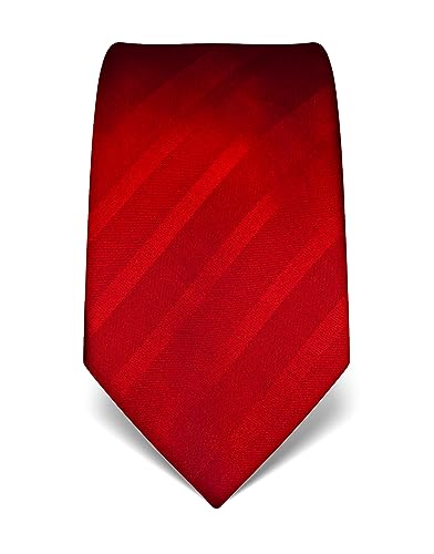 Vincenzo Boretti Herren Krawatte reine Seide Ton in Ton gestreift edel Männer-Design zum Hemd mit Anzug für Business Hochzeit 8 cm schmal/breit rot von Vincenzo Boretti