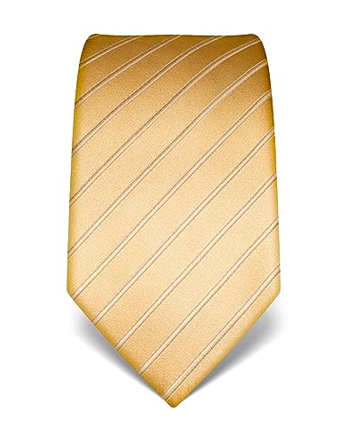 Vincenzo Boretti Herren Krawatte reine Seide Ton in Ton gestreift edel Männer-Design zum Hemd mit Anzug für Business Hochzeit 8 cm schmal/breit gold von Vincenzo Boretti
