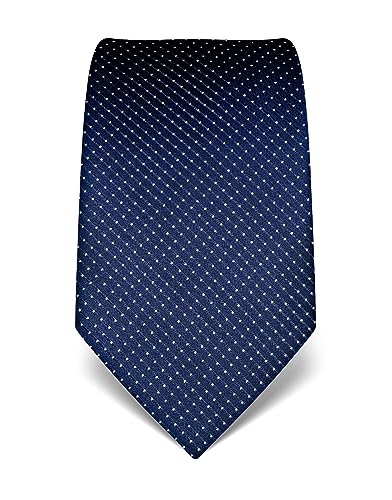 Vincenzo Boretti Herren Krawatte reine Seide gepunktet edel Männer-Design zum Hemd mit Anzug für Business Hochzeit 8 cm schmal/breit dunkelblau von Vincenzo Boretti