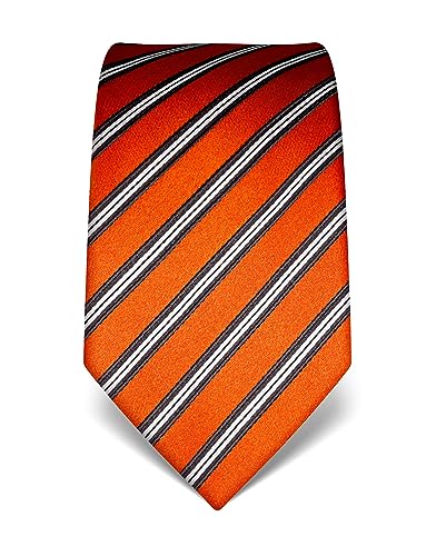 Vincenzo Boretti Herren Krawatte reine Seide gestreift edel Männer-Design zum Hemd mit Anzug für Business Hochzeit 8 cm schmal/breit orange von Vincenzo Boretti