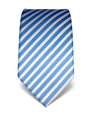 Vincenzo Boretti Herren Krawatte reine Seide gestreift edel Männer-Design zum Hemd mit Anzug für Business Hochzeit 8 cm schmal/breit blau/weiß von Vincenzo Boretti