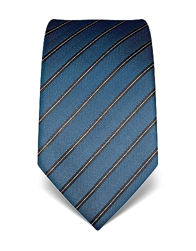 Vincenzo Boretti Herren Krawatte reine Seide gestreift edel Männer-Design zum Hemd mit Anzug für Business Hochzeit 8 cm schmal/breit blau von Vincenzo Boretti