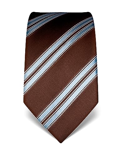 Vincenzo Boretti Herren Krawatte reine Seide gestreift edel Männer-Design zum Hemd mit Anzug für Business Hochzeit 8 cm schmal/breit braun von Vincenzo Boretti