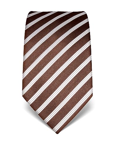 Vincenzo Boretti Herren Krawatte reine Seide gestreift edel Männer-Design zum Hemd mit Anzug für Business Hochzeit 8 cm schmal/breit braun von Vincenzo Boretti