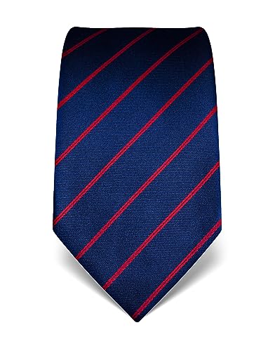 Vincenzo Boretti Herren Krawatte reine Seide gestreift edel Männer-Design zum Hemd mit Anzug für Business Hochzeit 8 cm schmal/breit dunkelblau von Vincenzo Boretti