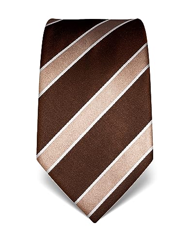 Vincenzo Boretti Herren Krawatte reine Seide gestreift edel Männer-Design zum Hemd mit Anzug für Business Hochzeit 8 cm schmal/breit dunkelbraun von Vincenzo Boretti