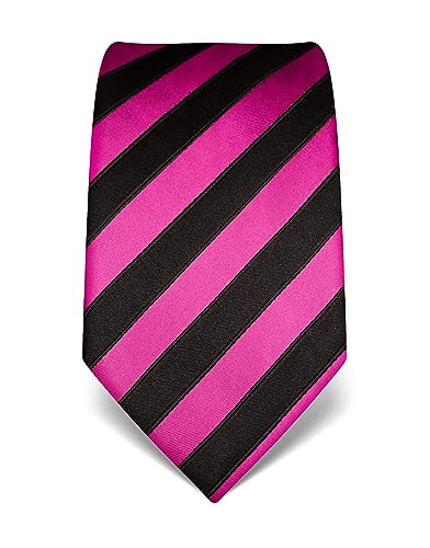 Vincenzo Boretti Herren Krawatte reine Seide gestreift edel Männer-Design zum Hemd mit Anzug für Business Hochzeit 8 cm schmal/breit fuchsia von Vincenzo Boretti