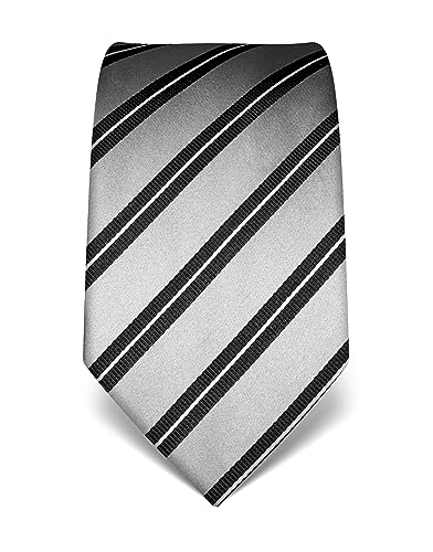 Vincenzo Boretti Herren Krawatte reine Seide gestreift edel Männer-Design zum Hemd mit Anzug für Business Hochzeit 8 cm schmal/breit grau von Vincenzo Boretti