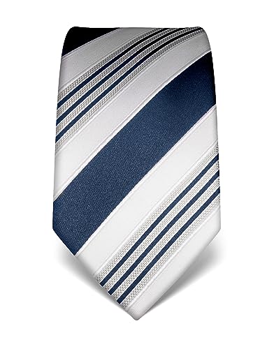 Vincenzo Boretti Herren Krawatte reine Seide gestreift edel Männer-Design zum Hemd mit Anzug für Business Hochzeit 8 cm schmal/breit graublau von Vincenzo Boretti