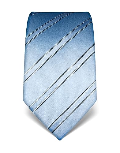 Vincenzo Boretti Herren Krawatte reine Seide gestreift edel Männer-Design zum Hemd mit Anzug für Business Hochzeit 8 cm schmal/breit hellblau von Vincenzo Boretti