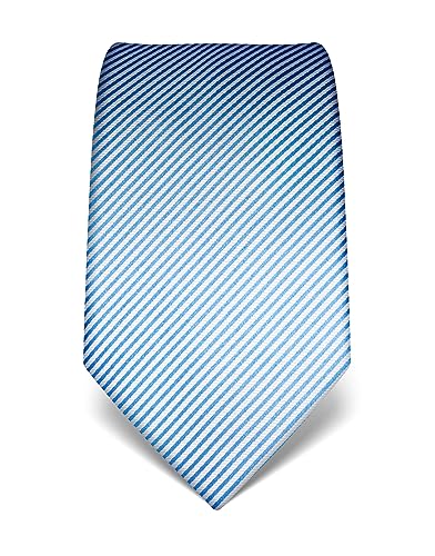 Vincenzo Boretti Herren Krawatte reine Seide gestreift edel Männer-Design zum Hemd mit Anzug für Business Hochzeit 8 cm schmal/breit hellblau von Vincenzo Boretti