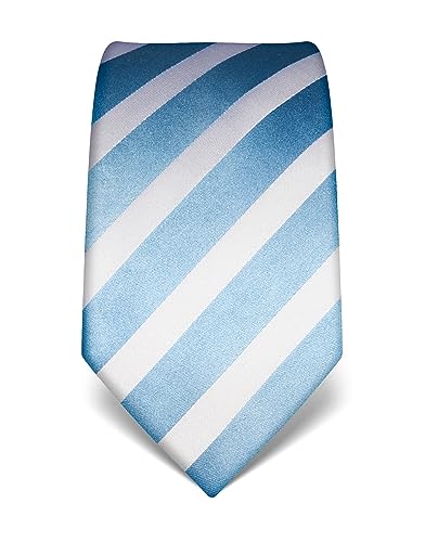 Vincenzo Boretti Herren Krawatte reine Seide gestreift edel Männer-Design zum Hemd mit Anzug für Business Hochzeit 8 cm schmal/breit hellblau von Vincenzo Boretti