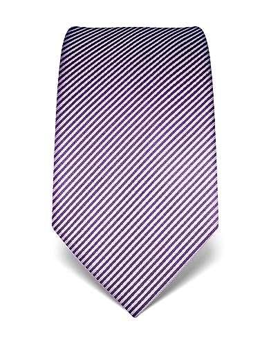 Vincenzo Boretti Herren Krawatte reine Seide gestreift edel Männer-Design zum Hemd mit Anzug für Business Hochzeit 8 cm schmal/breit lila von Vincenzo Boretti