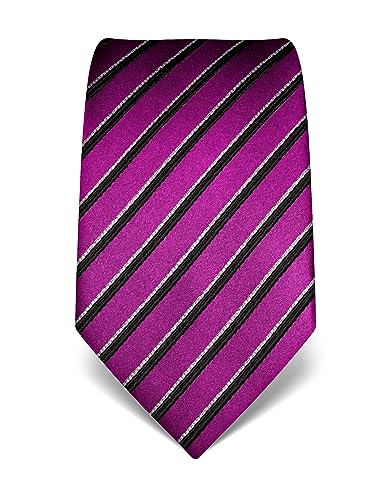 Vincenzo Boretti Herren Krawatte reine Seide gestreift edel Männer-Design zum Hemd mit Anzug für Business Hochzeit 8 cm schmal/breit magenta von Vincenzo Boretti