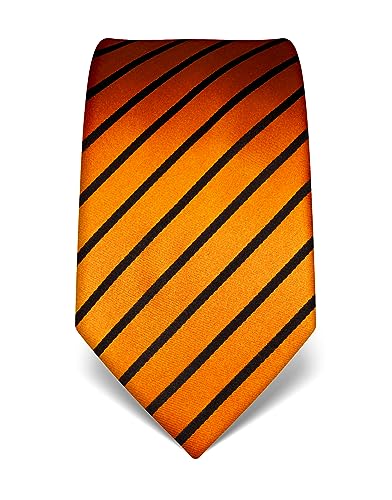 Vincenzo Boretti Herren Krawatte reine Seide gestreift edel Männer-Design zum Hemd mit Anzug für Business Hochzeit 8 cm schmal/breit orange von Vincenzo Boretti