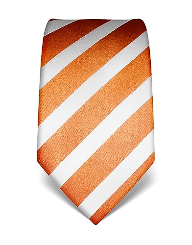 Vincenzo Boretti Herren Krawatte reine Seide gestreift edel Männer-Design zum Hemd mit Anzug für Business Hochzeit 8 cm schmal/breit orange von Vincenzo Boretti