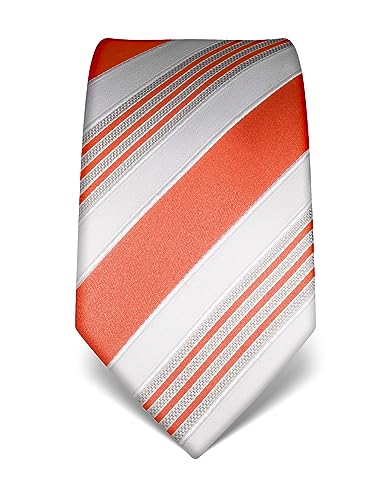 Vincenzo Boretti Herren Krawatte reine Seide gestreift edel Männer-Design zum Hemd mit Anzug für Business Hochzeit 8 cm schmal/breit orange von Vincenzo Boretti