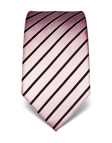 Vincenzo Boretti Herren Krawatte reine Seide gestreift edel Männer-Design zum Hemd mit Anzug für Business Hochzeit 8 cm schmal/breit rosa von Vincenzo Boretti