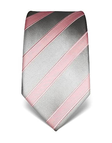 Vincenzo Boretti Herren Krawatte reine Seide gestreift edel Männer-Design zum Hemd mit Anzug für Business Hochzeit 8 cm schmal/breit rosa von Vincenzo Boretti