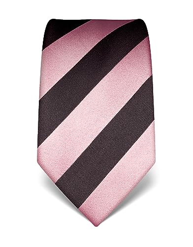 Vincenzo Boretti Herren Krawatte reine Seide gestreift edel Männer-Design zum Hemd mit Anzug für Business Hochzeit 8 cm schmal/breit rosa von Vincenzo Boretti