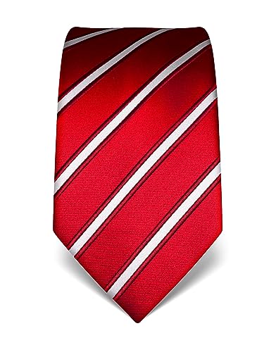 Vincenzo Boretti Herren Krawatte reine Seide gestreift edel Männer-Design zum Hemd mit Anzug für Business Hochzeit 8 cm schmal/breit rot von Vincenzo Boretti