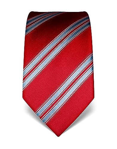Vincenzo Boretti Herren Krawatte reine Seide gestreift edel Männer-Design zum Hemd mit Anzug für Business Hochzeit 8 cm schmal/breit rot von Vincenzo Boretti