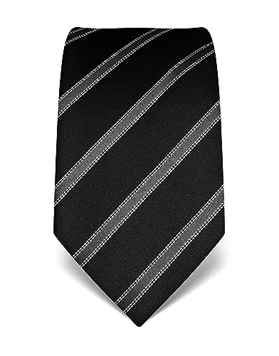 Vincenzo Boretti Herren Krawatte reine Seide gestreift edel Männer-Design zum Hemd mit Anzug für Business Hochzeit 8 cm schmal/breit schwarz von Vincenzo Boretti