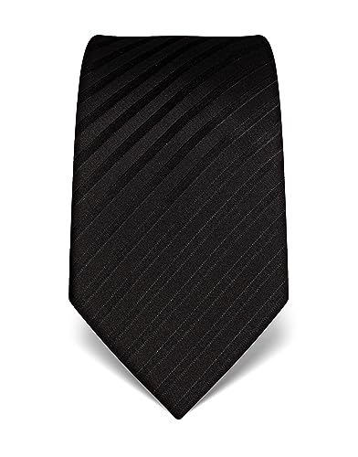 Vincenzo Boretti Herren Krawatte reine Seide gestreift edel Männer-Design zum Hemd mit Anzug für Business Hochzeit 8 cm schmal/breit schwarz von Vincenzo Boretti