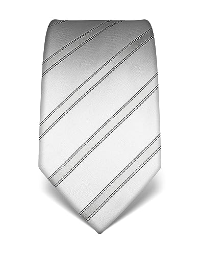 Vincenzo Boretti Herren Krawatte reine Seide gestreift edel Männer-Design zum Hemd mit Anzug für Business Hochzeit 8 cm schmal/breit silber von Vincenzo Boretti